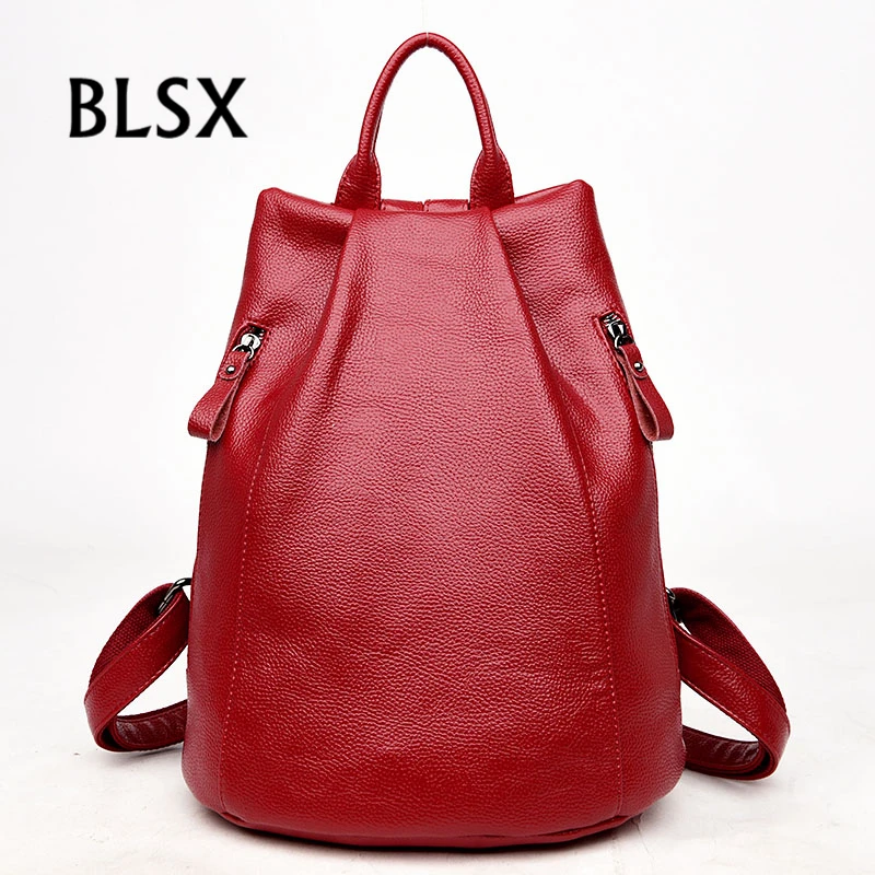 2018 High Quality PU Leather Women Red Wine Color Backpack Fashion