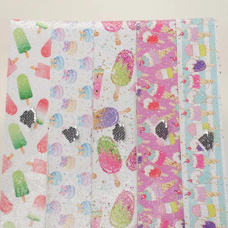 

NEW 5 ys 3" 75mm printed ice cream sequin ribbons