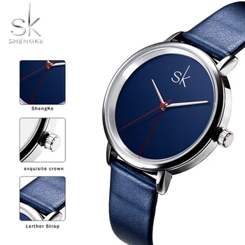 

Women Watch Luxury Top Brand Business Watch Women Clock Leather Navy Simple Fashion Watch Ladies Relogio Feminino 2018 Shengke