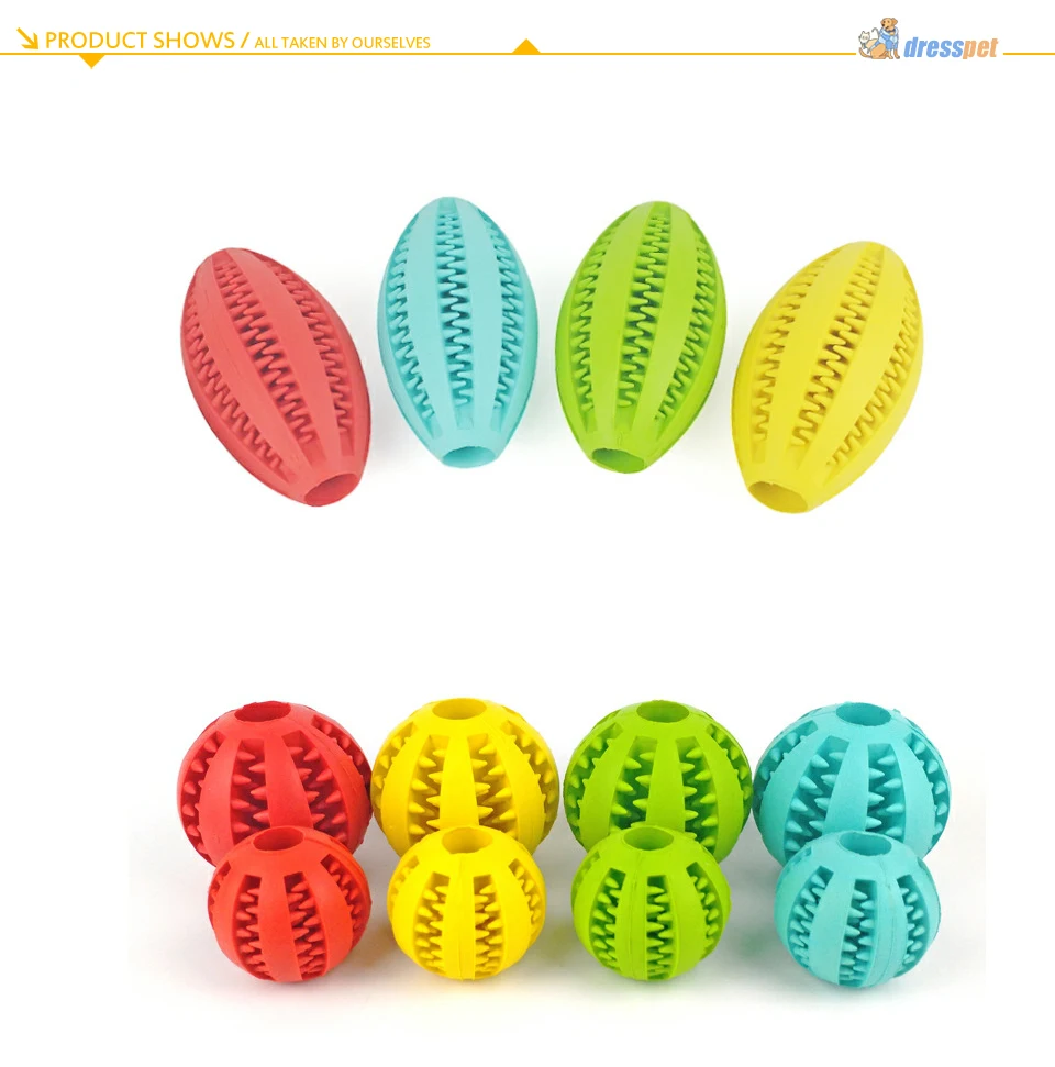 DRESSPET Pet Dog Toys Bite Resistant For Small Large Dogs Rubber Ball Molar Clean Teeth Feeding Elastic Interactive Chewing Toy (4)