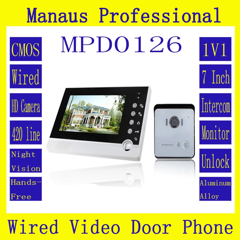 Highquality 6 IR Lamps Wired One to One Video Doorbell 7 Inch