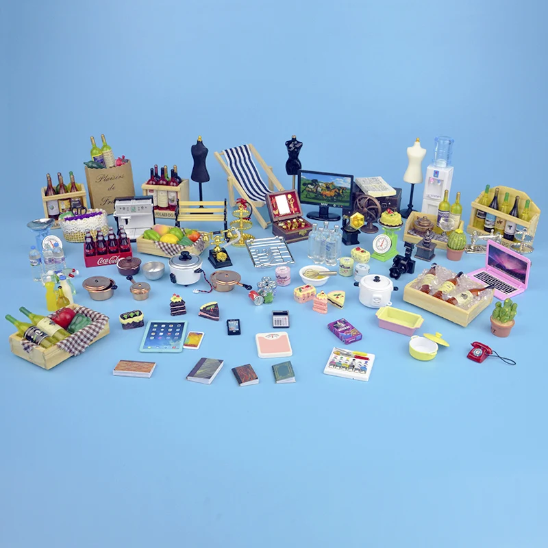 1:12 dollhouse miniature 27 types Mini Kitchen home bottles fruit Box food toy match for sylvanian families collectible Gift
