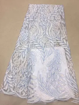 

Nigerian French Lace Fabrics 2018 African Tulle Lace Fabric High Quality Sequins African Lace Wedding Fabric For Dress