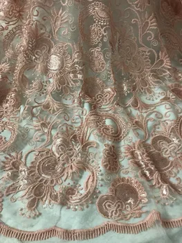 

French net lace diudiu-6650 top quality for wedding dress Newest embroidered lace fabric with sequins