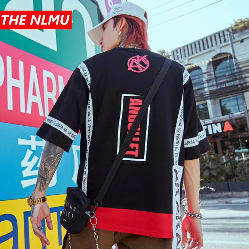 

Harajuku Letter Printed T-Shirts Streetwears 2019 Spring Men Hip Hop T Shirts Male Short Sleeve Top Tees Tshirts Black WG40