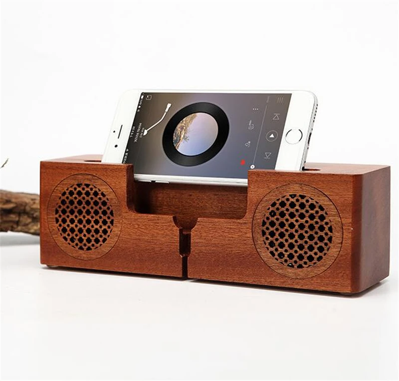 Wooden Wireless Bluetooth Speaker Phone Holder Stand HiFi Bass TF Music Soundbarin Portable