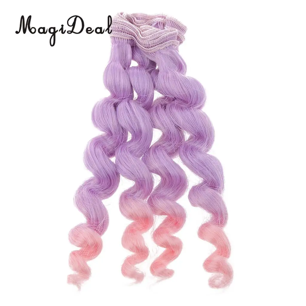 MagiDeal 1Pc 15x100cm DIY Curly Hair Wig Hairpiece for 1/3 1/4 1/6 BJD SD Dolls Model Party Girls Best Birthday Gift 12Colors
