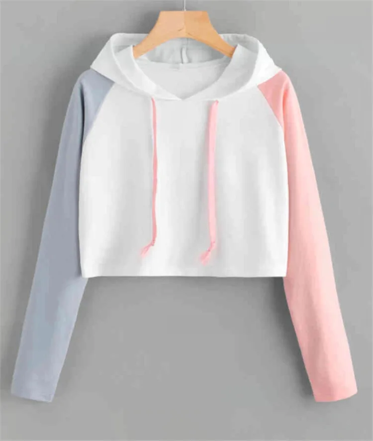 Mr.nut new spring and autumn hooded long sleeve color matching casual wild short Women's sports hoodies Mr.nut new spring and autumn hooded long sleeve color matching casual wild short Women's sports hoodies