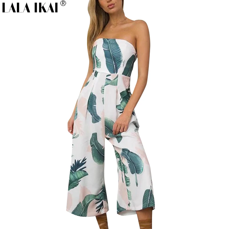 palm leaf print jumpsuit