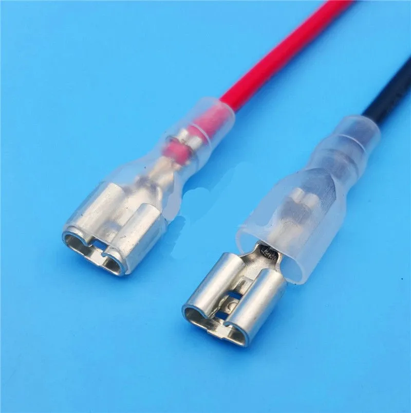 20Pcs  10Pairs 6.3mm Female Spade Crimp Terminals Wire 20CM AWM 1007 18AWG