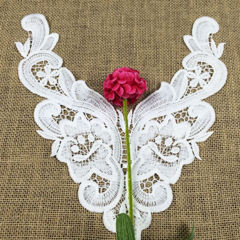 

White Lace Fake appliqued Patch Garment Press Sticker Sew Transfers Patches Dress Tops Collars Manufacturer Direct Clothing New
