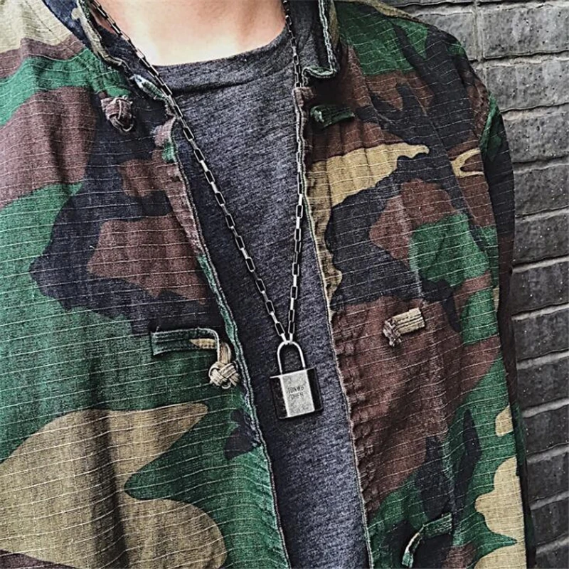 Personality Retro Classic Stainless Steel Lock Necklaces For Men