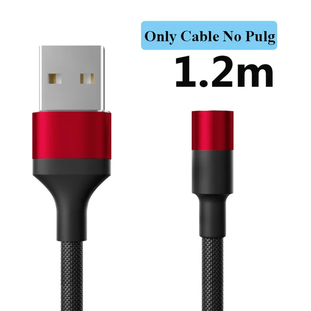 QC 3,0 Быстрая зарядка 3A Магнитный кабель type C Micro Usb быстрая зарядка Usb C светодиодный светильник для iPhone Xiaomi huawei Phone 1,2 м - Цвет: Only Red cable