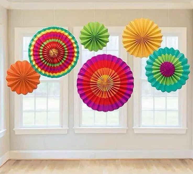 6pcs/set Colorful wheel Tissue Paper fans Flowers balls lanterns Party ...
