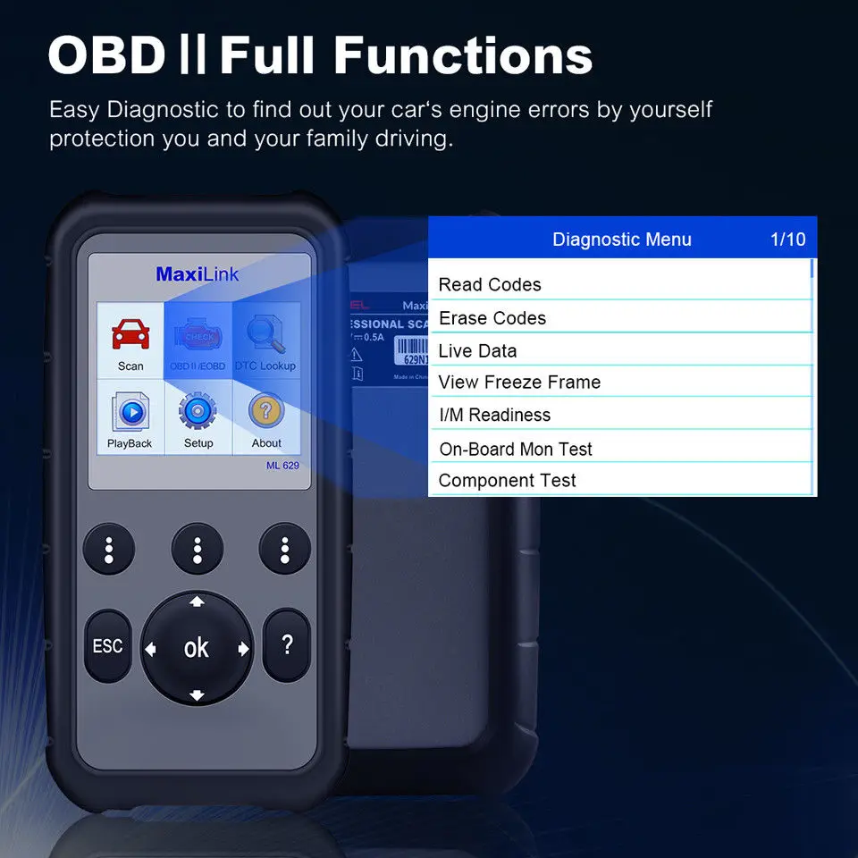 Автомобильный диагностический инструмент Autel ML629 сканер OBD2 считыватель кодов