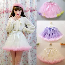 Платье принцессы в стиле «лолита» юбки мягкая куртка из тонкой прозрачной ткани; Милые лоли cos мини одноцветное бальное платье смешанных цветов; юбка с бантом; мини-CQ02