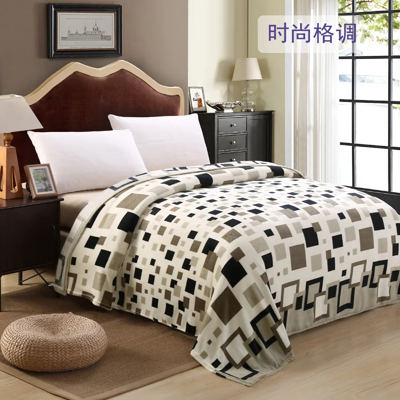 

Fashion Brown Lattice Printing And Dyeing Patterns Throw Blanket/Fleece Blanket On The Bed Super Soft Winter Flannel Blanket