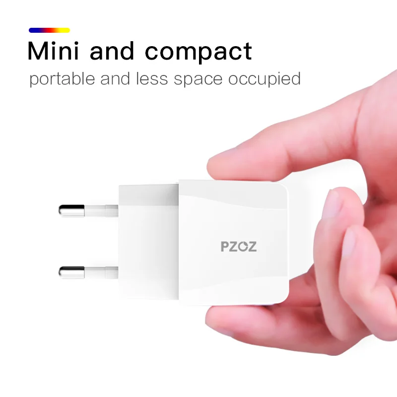 PZOZ USB Charger 5v2.1a Fast Charging Travel EU Plug Adapter portable Wall charger Mobile Phone cable For iphone Samsung xiaomi