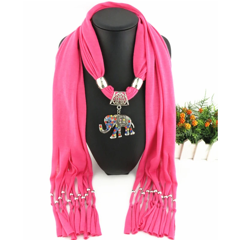 Женский шарф ожерелье с подвеской в виде слона|pendant jewelry scarves|fashion women scarfwomen designer scarf