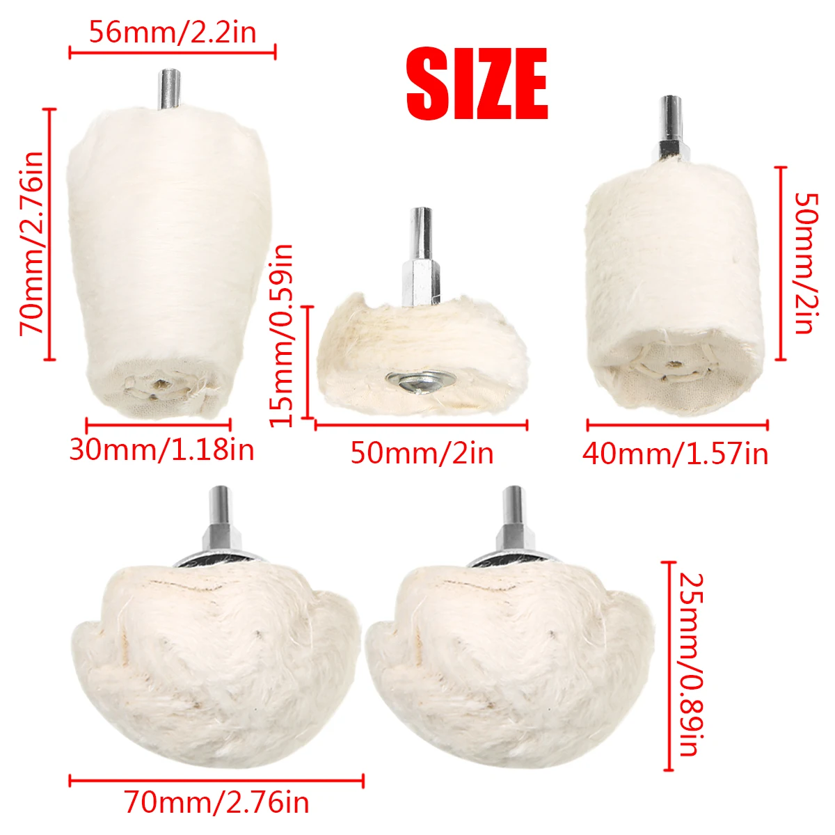 5pcs/set Buffing Pad Polishing Mop Wheel for Metal Aluminum Chrome Car Buffer Polisher Drill Attachment