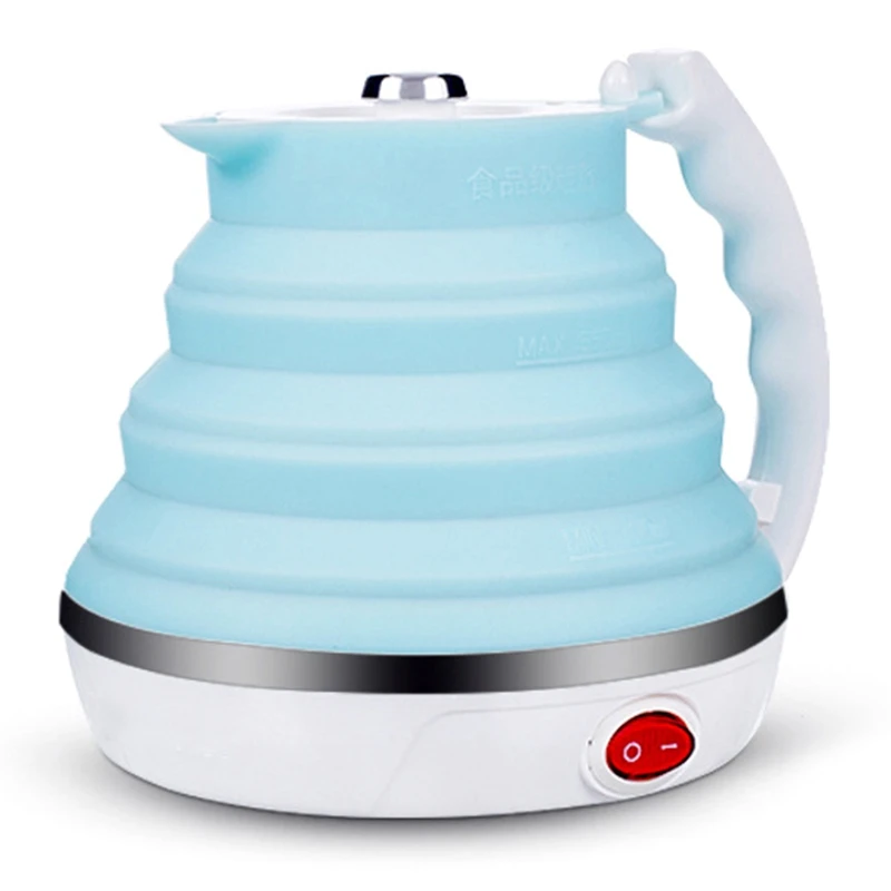 Ультратонкий складной электрический чайник для путешествий из пищевого силикона класса d с защитой от закипания и сухости, портативный с двойным напряжением и Sepa - Цвет: White