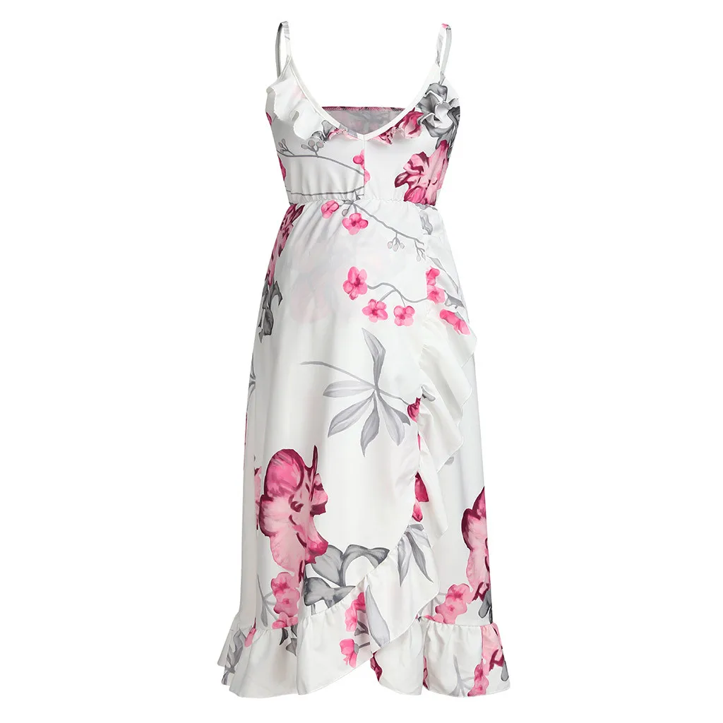 

Sleeveless Maternity Dresses Clothes Pregnant Dress Casual Floral Falbala Pregnants Dress Comfortable Sundress Sexy Beach Dress