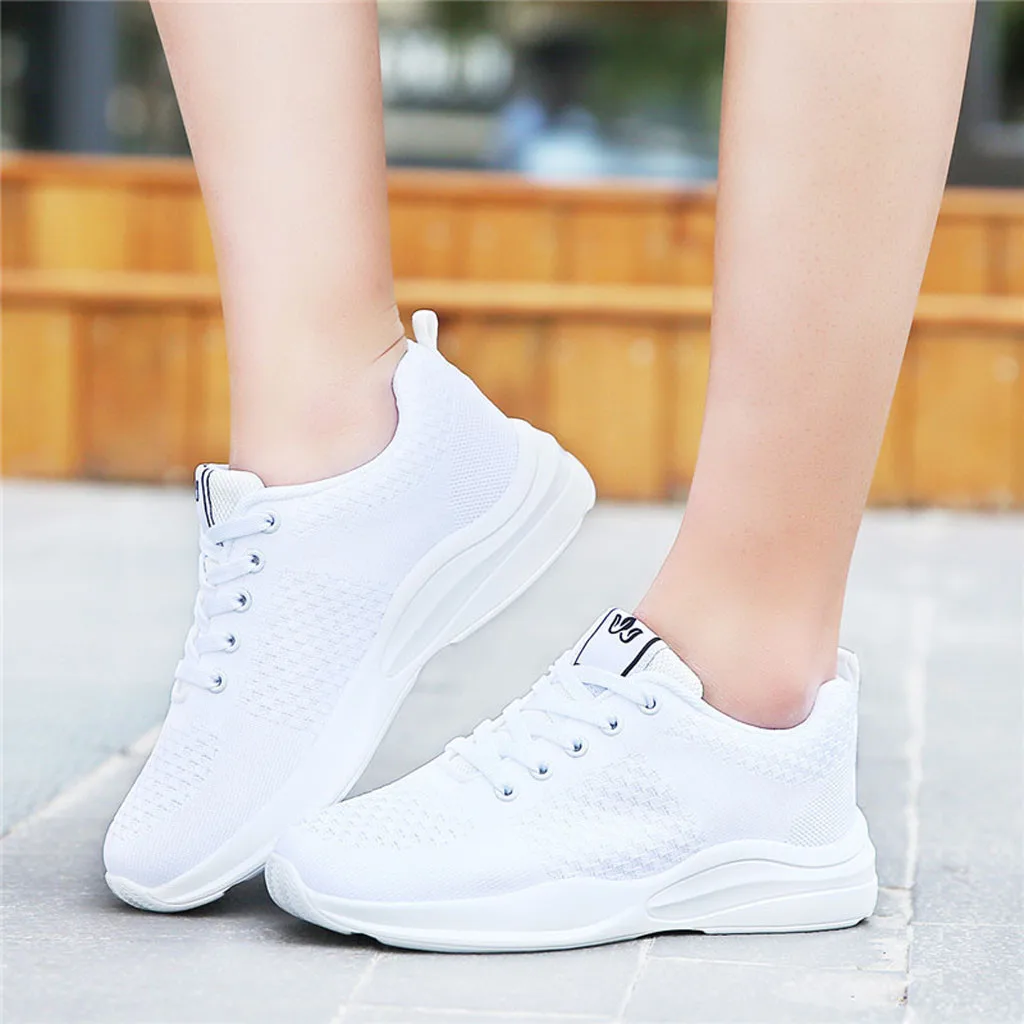 

2019 Women Flat Spring Sneakers Shoes Female Mesh Lace-up Vulcanized Ladies Fashion Casual Breathable Soft #G4