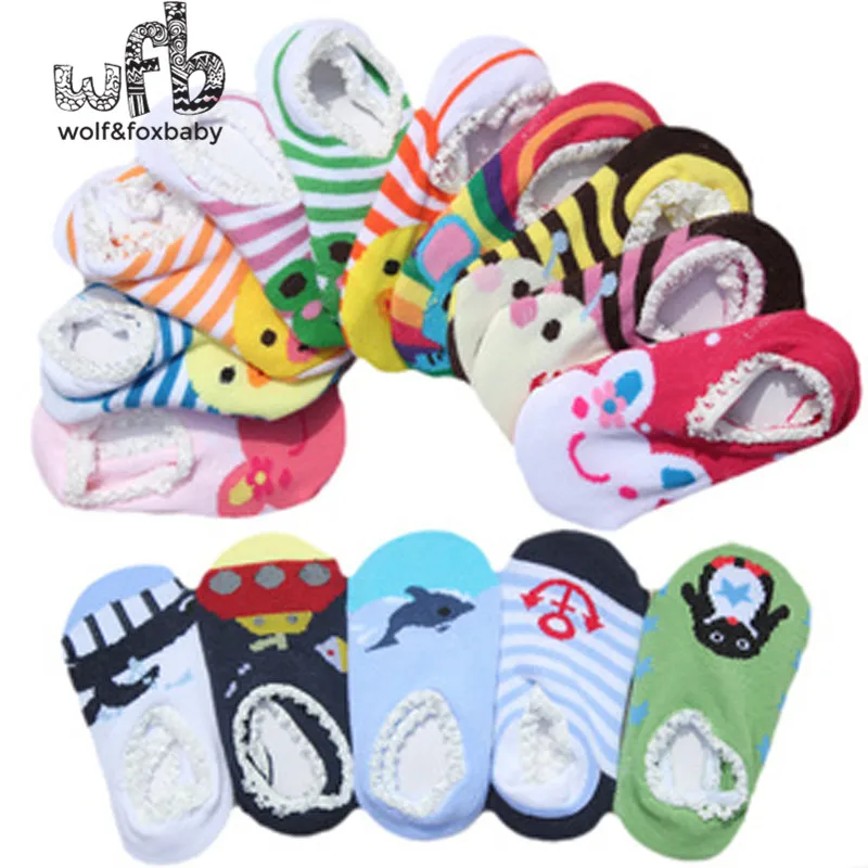

50pairs/lot Free shipping 100% cotton Baby socks rubber slip-resistant floor socks cartoon Anti-slip Walking kid socks 0-1 baby