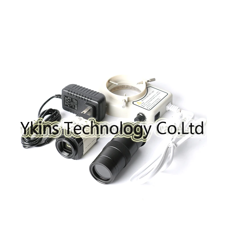 High-definition BNC 1000 Line Industrial CCD Camera Mount Digital Microscope Eyepiece Kit + 100X C-Lens + 56 LED Ring Light