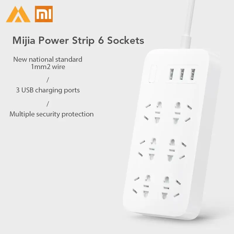 Оригинальная белая лента питания Xiaomi Mijia 6 розеток С 3 5 в 2 1 А usb-порты для быстрой