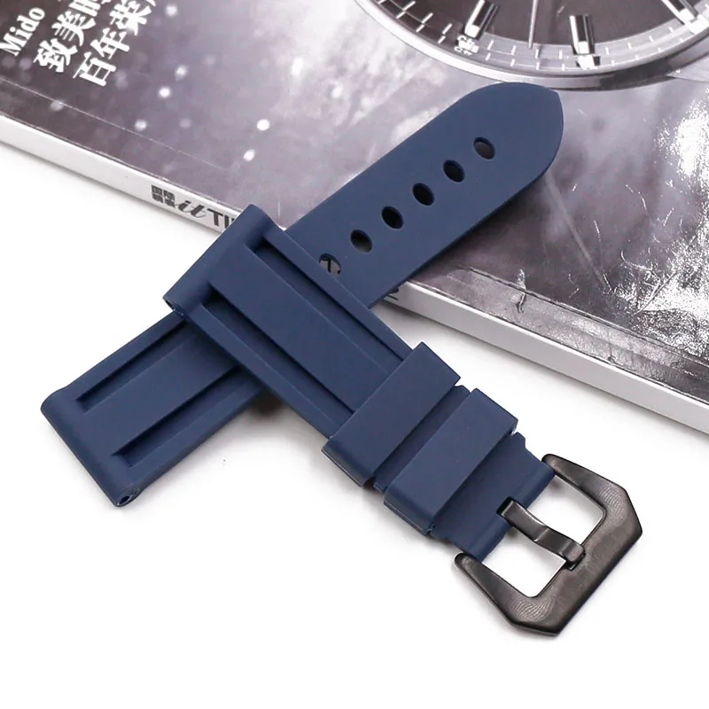Rubber strap men's pin buckle 24mm watch accessories for Panerai PAM111 PAM508 441PAM368 outdoor sports waterproof watch band