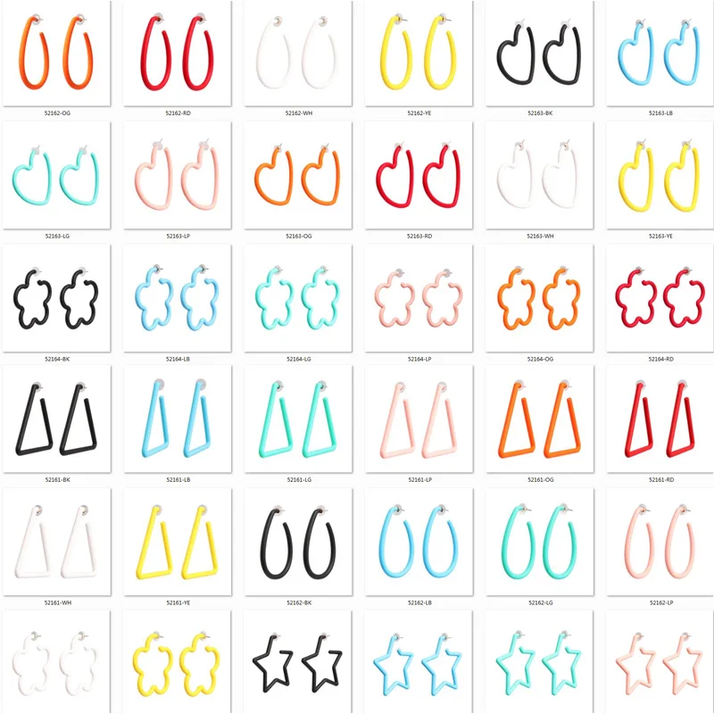 

JUJIA 2019 Summer New Style Resin Drop Earrings for Women Wedding Korean Statement baby color flower star hoop Earrings Party