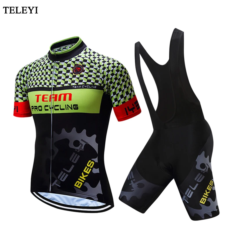

TELEYI Man cycling jersey 2017 Summer Breathable Ropa Ciclismo SportsWear Mens Cycling Clothing Bike Riding bib shorts Suit