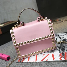 Mini Bag Girls Kids Handbag Pu Leather Brand Designer Womens Purse Vintage Rivet Female Chain Crossbody Messenger Small Handbag