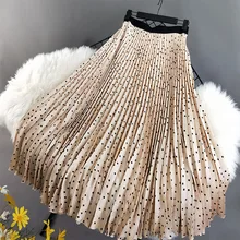 Новинка года; юбка для путешествий; атласная юбка с волнистым узором; сезон весна-лето; Длинная юбка в горошек