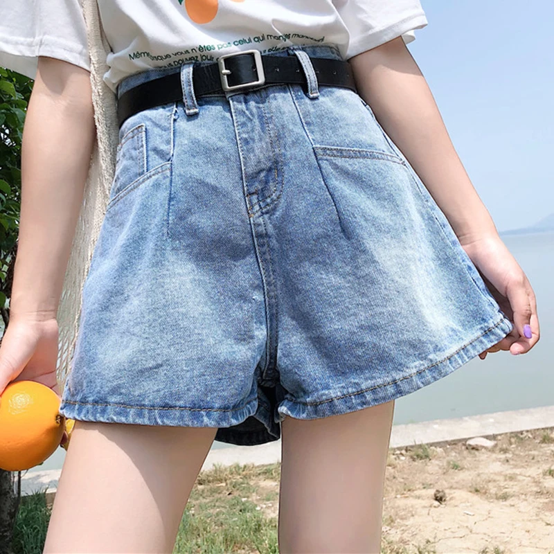 Summer Blue Women Loose High Waist Denim Shorts Dunayskiy