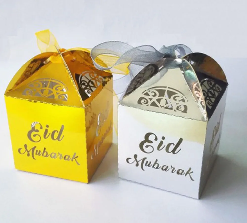 OurWarm 10 шт. Happy Eid Mubarak коробка конфет украшения для Рамадана бумажные подарочные коробки исламский мусульманский аль-Фитр Eid вечерние поставки 4 цвета