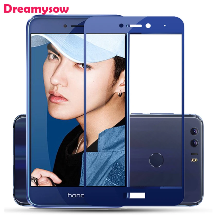 Защитное стекло для Huawei P Smart с закругленными краями цветное закаленное Honor 8 Lite P8