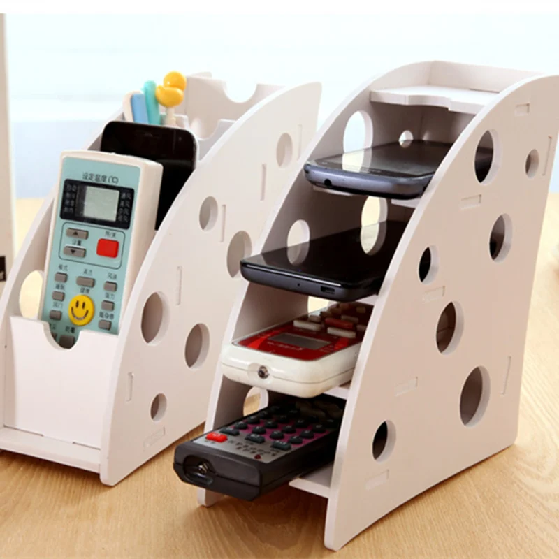 

DIY wood 4 slot desktop storage box for remote control VCR Step Mobile Phone Stationery organizerg for home decoration