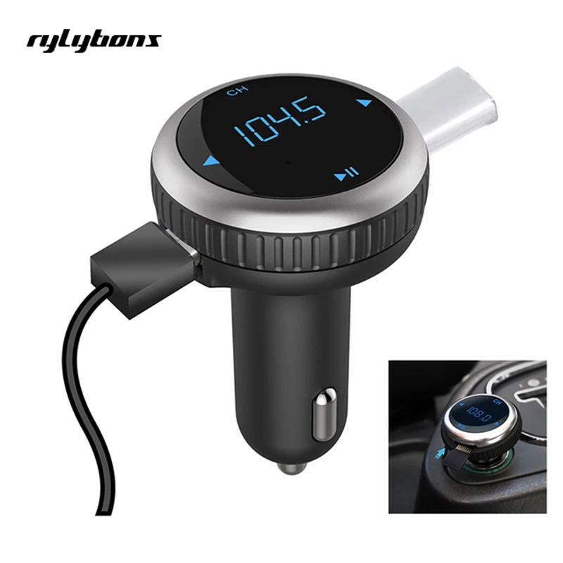 Rylybons Wireless Bluetooth Handsfree Kit Voltage Monitor USB font b Car b font Charger Bluetooth FM