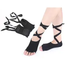 5 шт., носки для йоги для женщин, Нескользящие Дышащие носки на шнуровке, хлопковые короткие носки, Пилатес, Барр, Балетные Носки Bikram