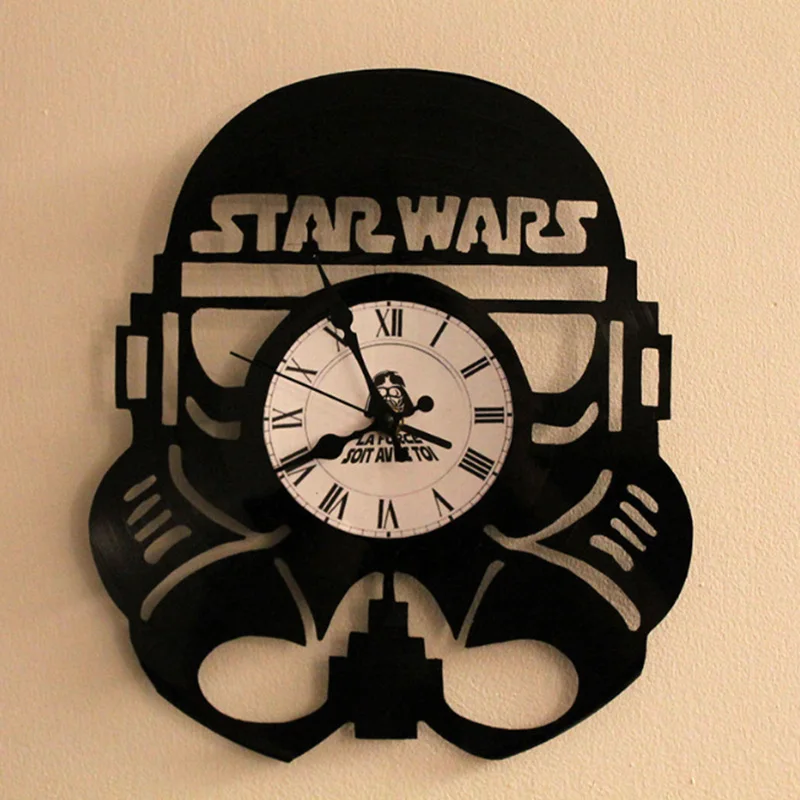 

Home Living Creative Clock CD Vinyl Record Wall Clock Star Wars Theme Home Decor 3D Hanging Watches Decoration