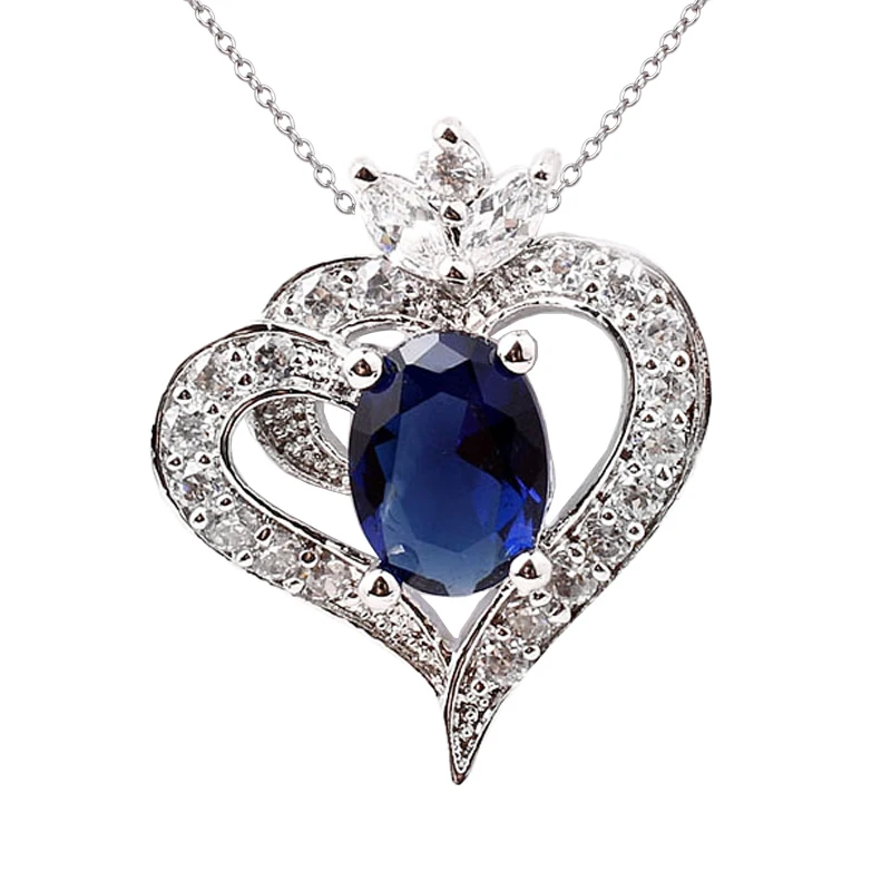 Sterling Silver Jewelry Pendants /& Charms Solid Diamond Sapphire Oval Pendant