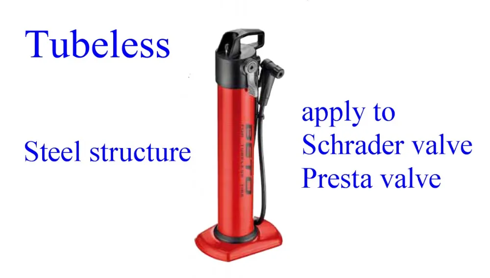 

BETO Bike Tubeless JetAir Pump 5 second instant charge Steel structure apply to Schrader valve/Presta valve Bicycle Parts