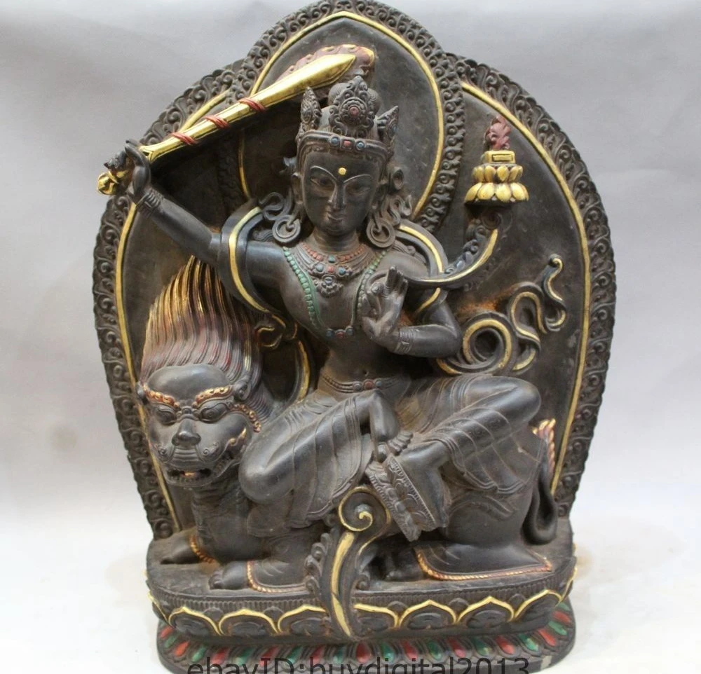 15 &quotТибетский буддистский храм Старый камень Foo Собака Лев Manjusri Manjushri статуя | Дом