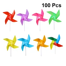 100 шт ветряная мельница легкий пластик Прочный яркий цвет декоративная красочная игрушка ветряная мельница Забавный открытый подарок для детей оптом