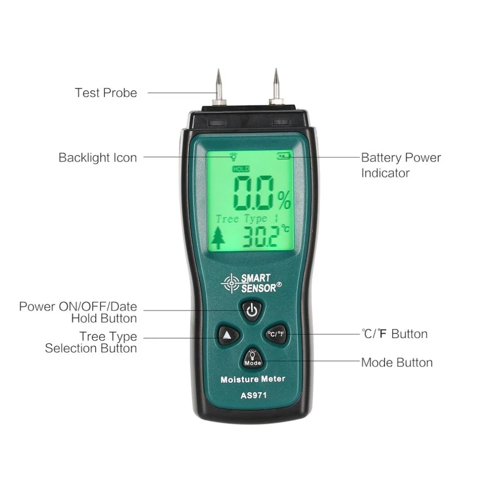 Измеритель влажности для древесины, измеритель влажности er, детектор Влажности для древесины, цифровой измеритель влажности, тест-анализатор влажности для стен, диапазон 2%~ 70