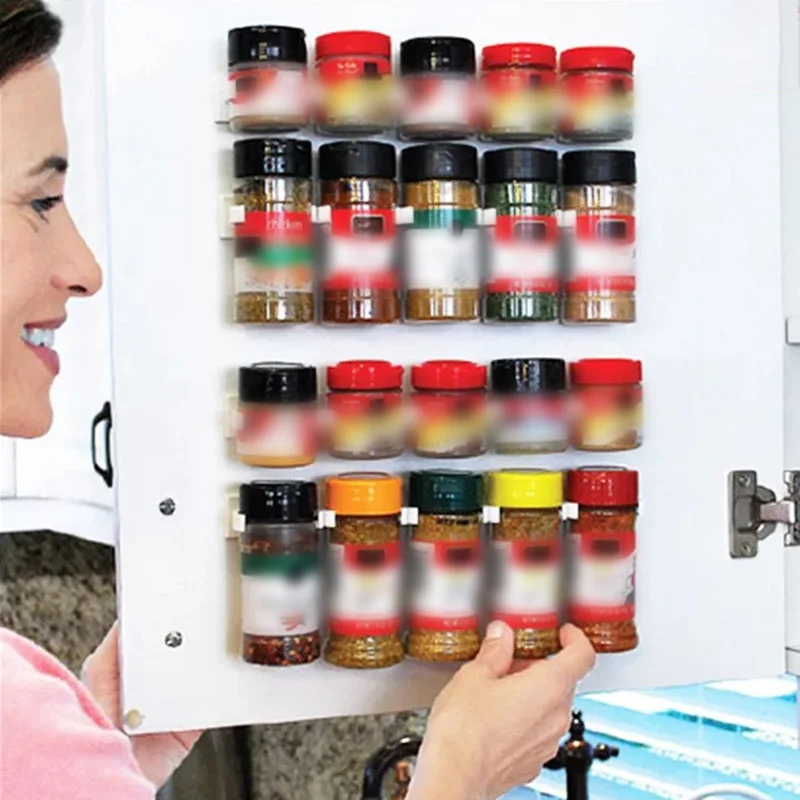 4 قطعة المنزل منظم مطبخ عصا رف توابل تخزين زجاجة توابل كليب القابض حامل اكسسوارات المطبخ أدوات الطبخ