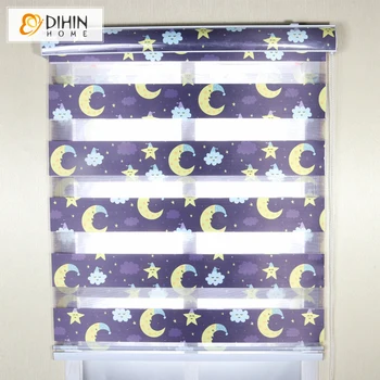 

Cartoon Moon and Stars Window Curtain Zebra Blinds Customized Window Rollor Blind For Living Room