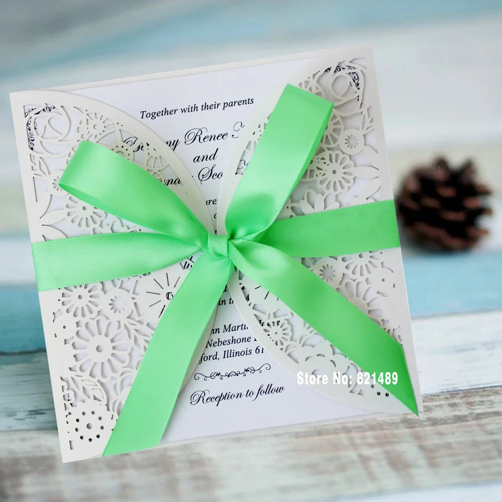 Mint Hijau Undangan Pernikahan Kartu, Bridal Shower ...